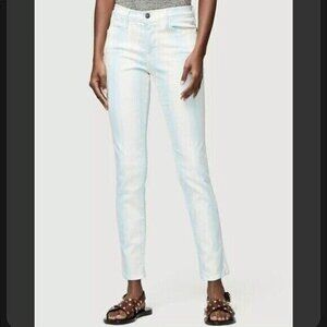 Frame Le High Skinny Crop Striped Jeans Blue & White Women’s Size 24 Mid Rise
